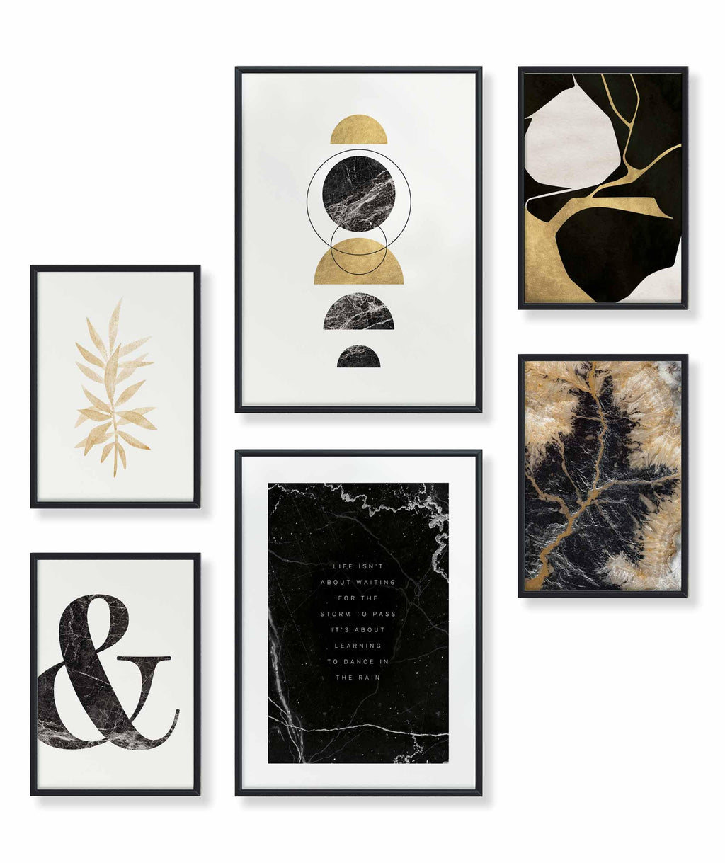 Abstrakt Gold Schwarz Set Sets Poster – Poster Heimlich