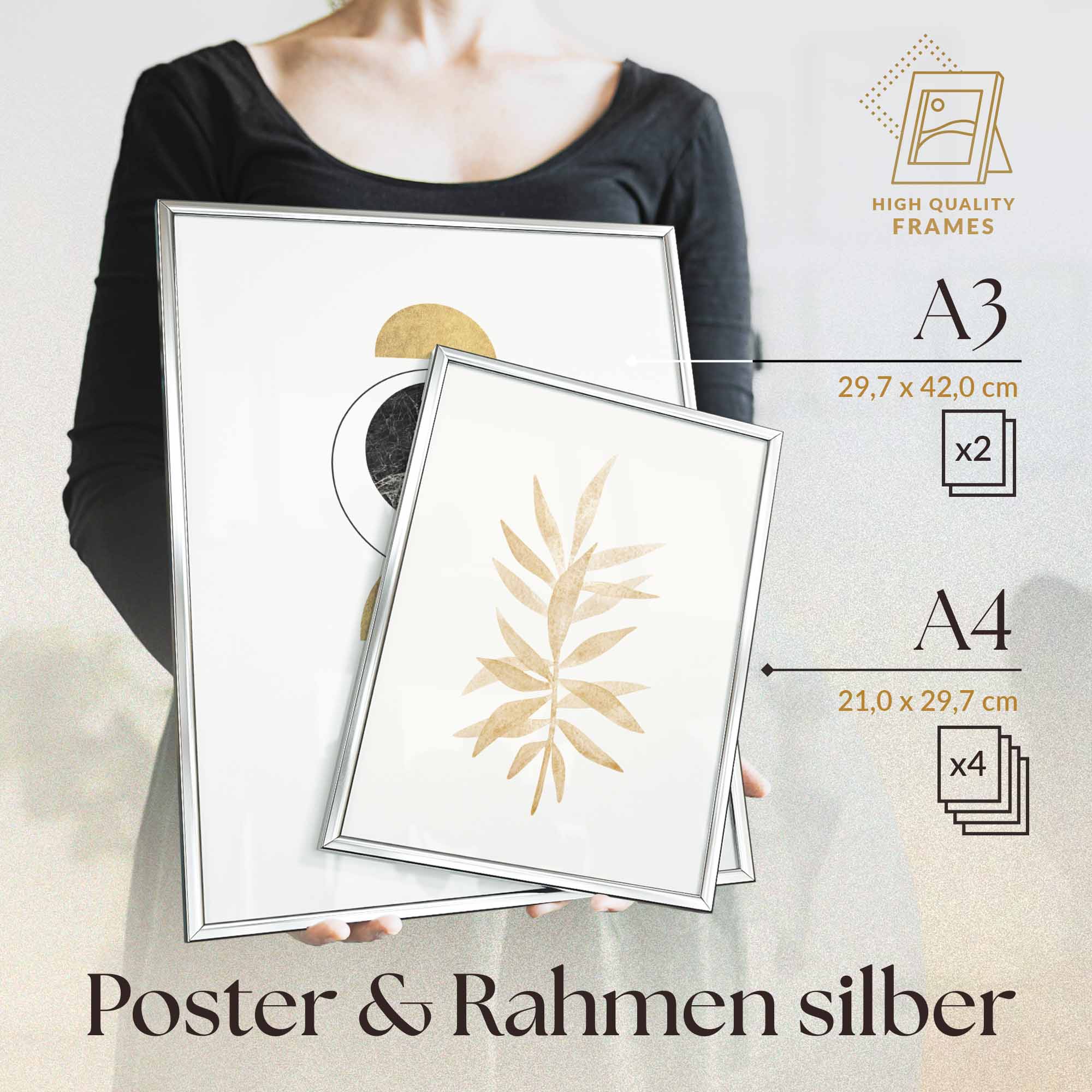 Abstrakt Gold Schwarz Poster Set Poster – Sets Heimlich